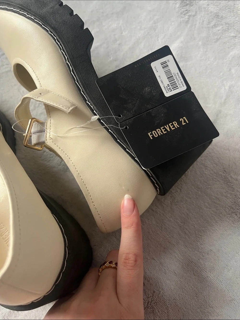 Forever 21 Cream Mary Jane Platform Shoes